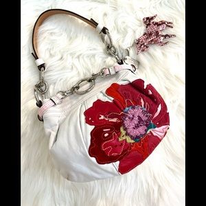 EUC White Coach Poppy of Peace Y2K Floral Handbag